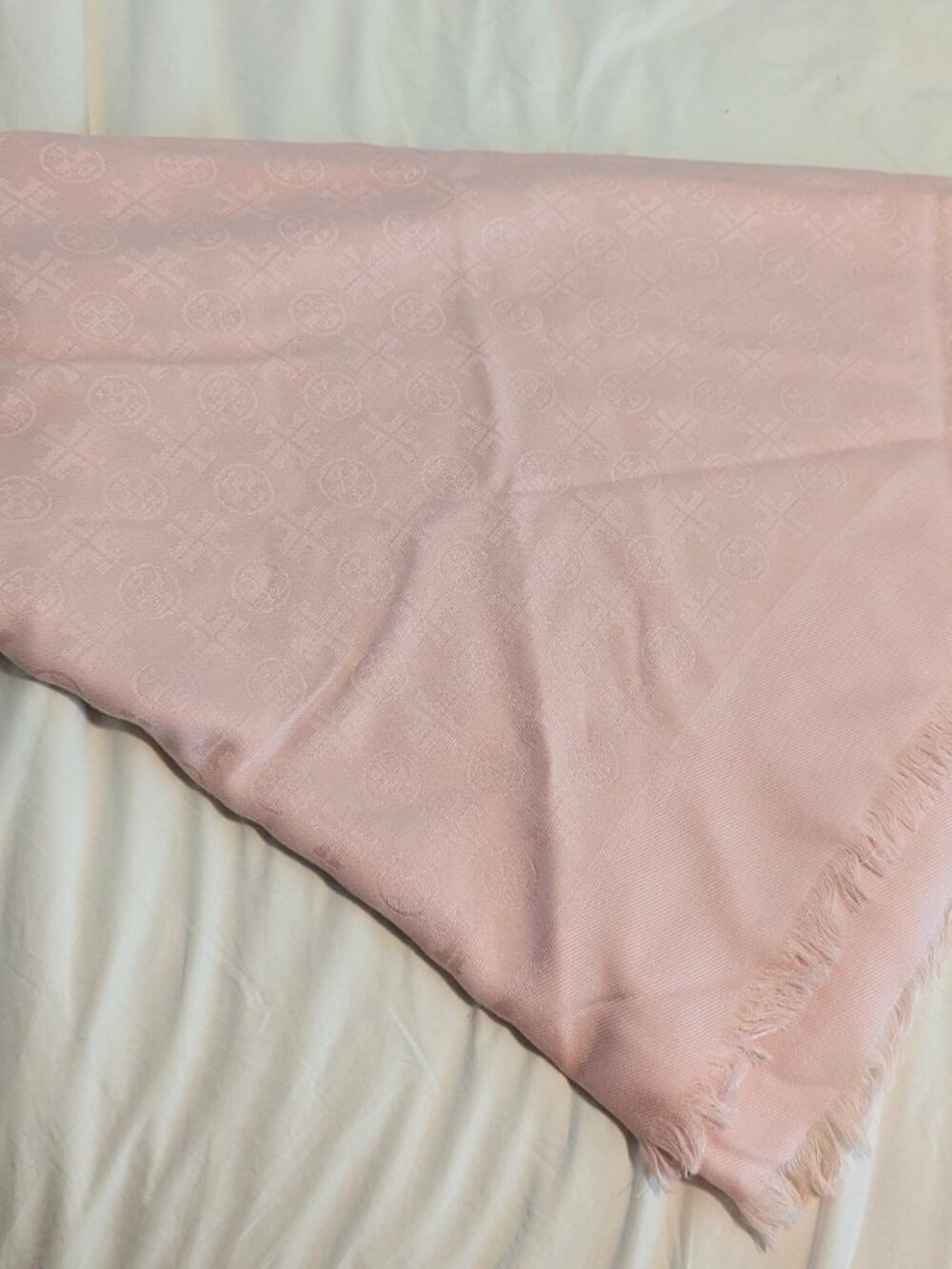 Tory Burch Logo Jacquard Traveler Scarf Lotus Pink NWT